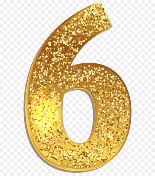 Цифра 6 золотистая