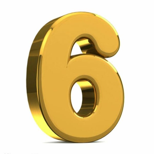 Цифра 6 Золотая на прозрачном фоне