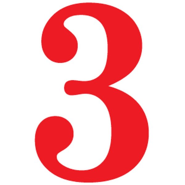 Цифра 3 красная на белом фоне