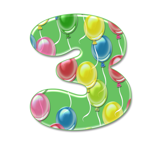 Детские цифры на прозрачном фоне