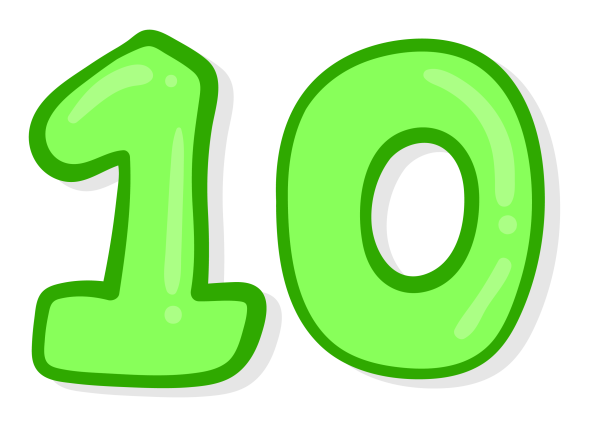 Цифра 10 мультяшная