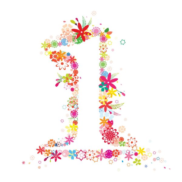 Цифры из цветов без фона