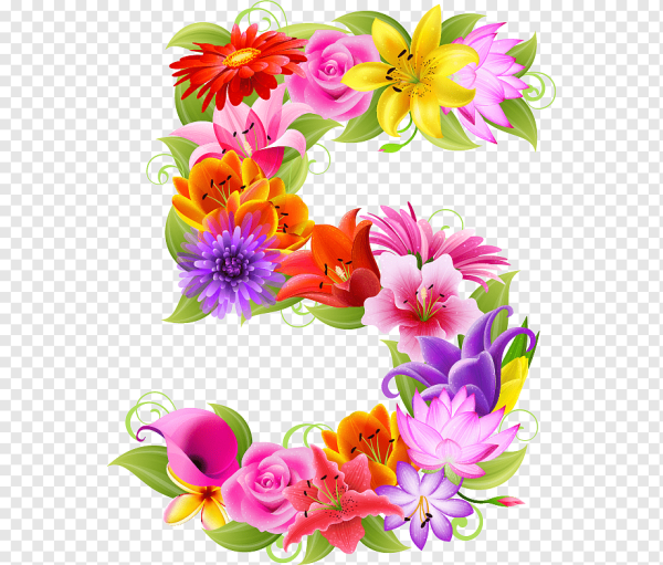 Цветочные буквы на прозрачном фоне
