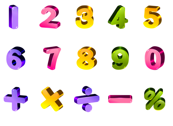 Объемные цифры на прозрачном фоне