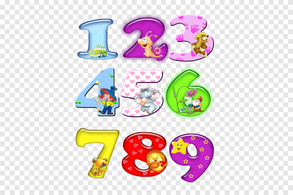 Цифры на прозрачном фоне для детей