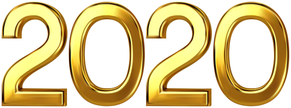 Золотые цифры 2020 на прозрачном фоне