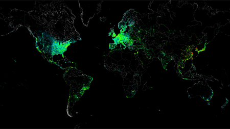 Карта мира на черном фоне