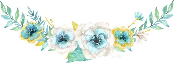 Бирюзовые Акварельные цветы