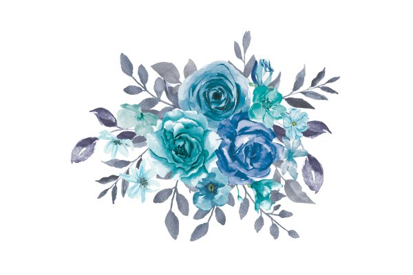 Бирюзовые цветы на белом фоне