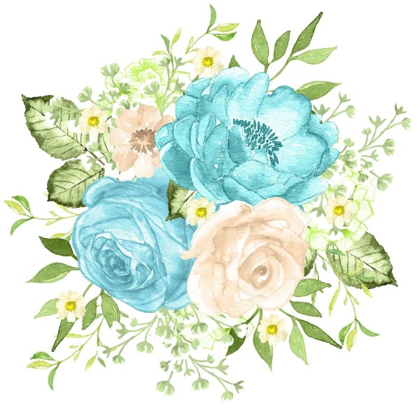 Голубые Винтажные цветы