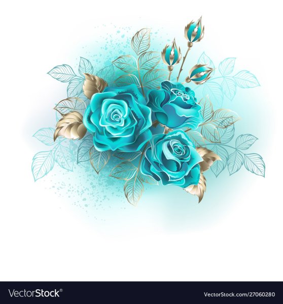 Розы акварель бирюзовый