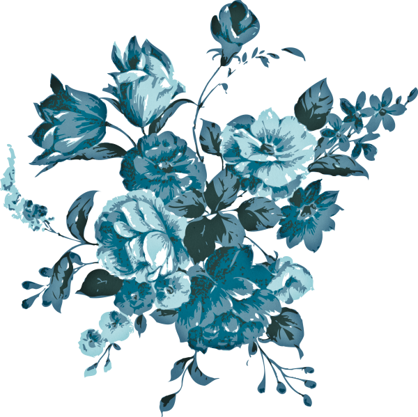 Голубые цветы на прозрачном фоне