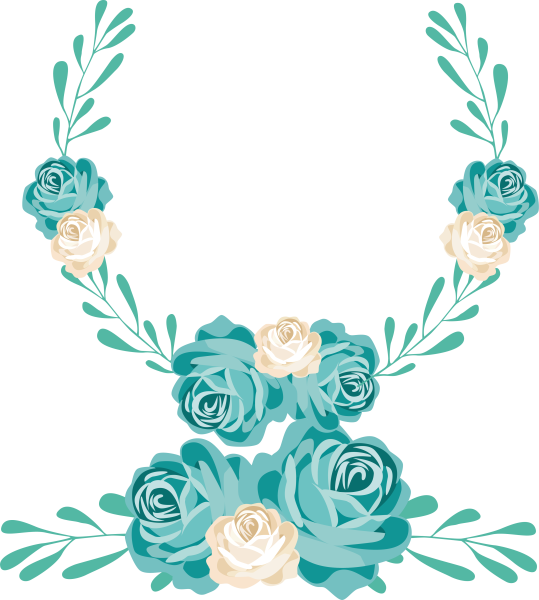 Бирюзовые Акварельные цветы