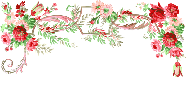 Цветочные бордюры на прозрачном фоне
