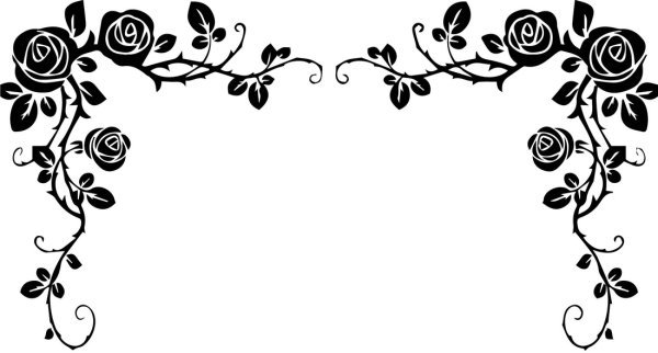 Рамка с розами черно-белая узоры