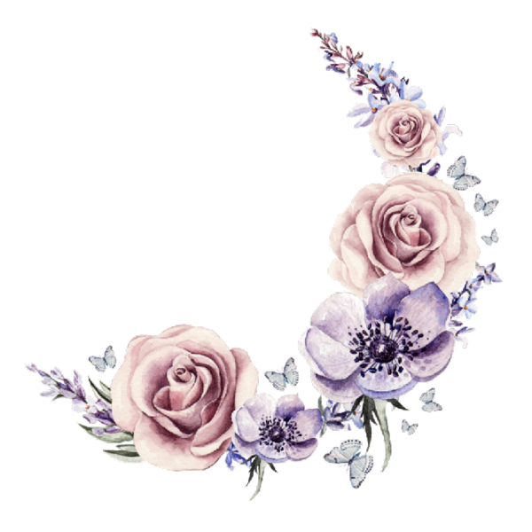 Акварельные цветы на прозрачном фоне