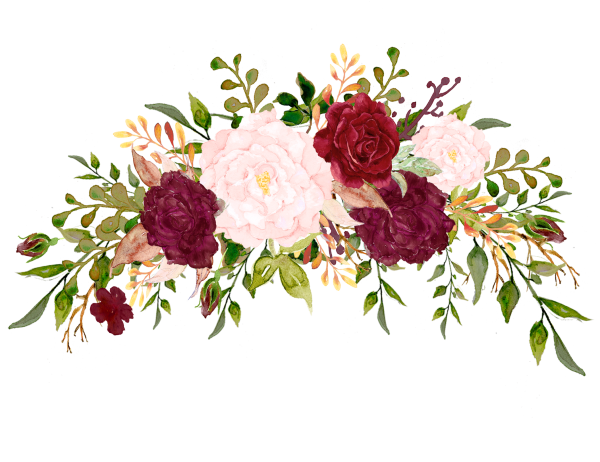 Бордовые Акварельные цветы