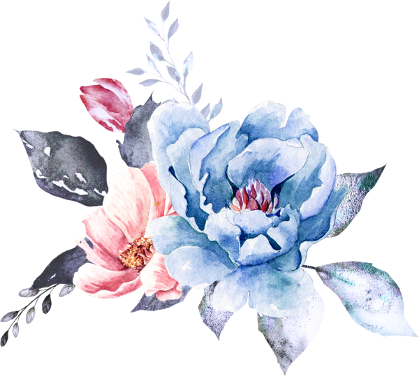 Голубые Акварельные цветы