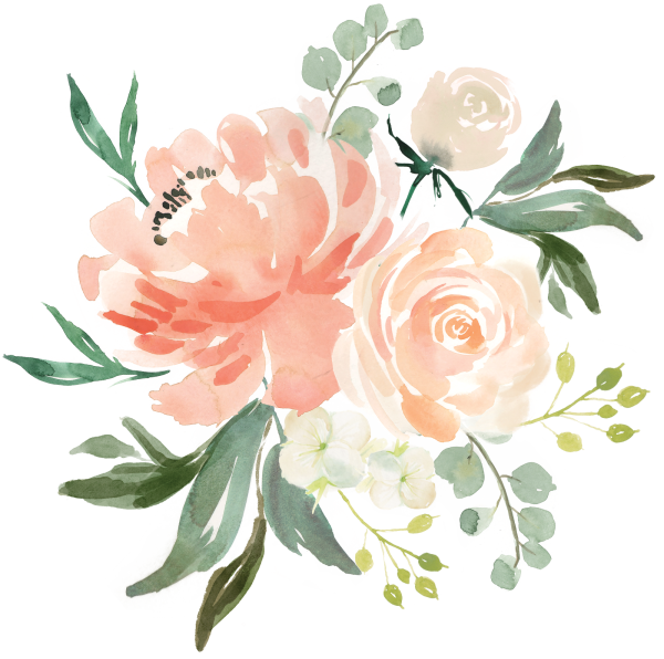 Персиковые цветы акварель