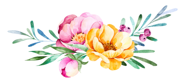 Цветочки акварелью на белом фоне