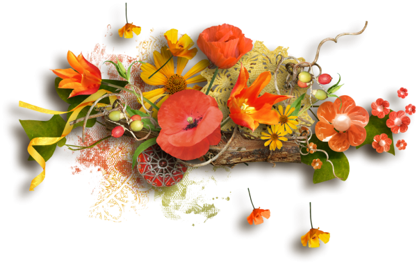 Цветочные композиции на прозрачном фоне