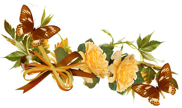 Цветочный декор на прозрачном фоне