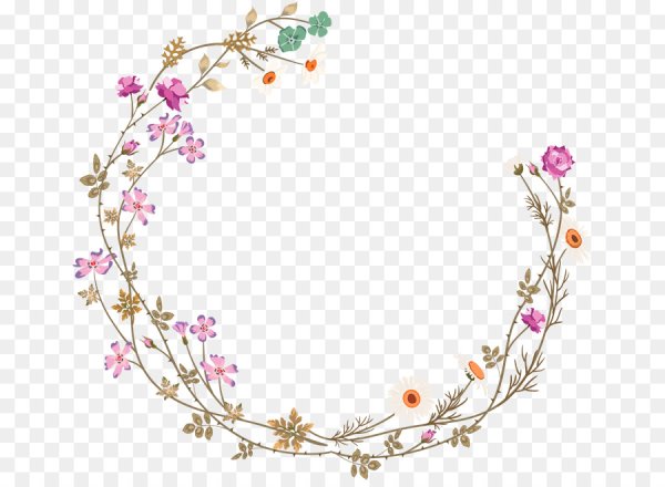 Круглая рамка с цветами на прозрачном фоне