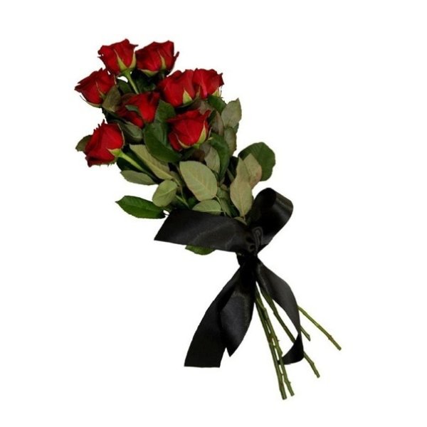 Цветы с траурной лентой