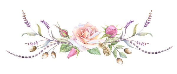 Цветочный орнамент в полосе акварель