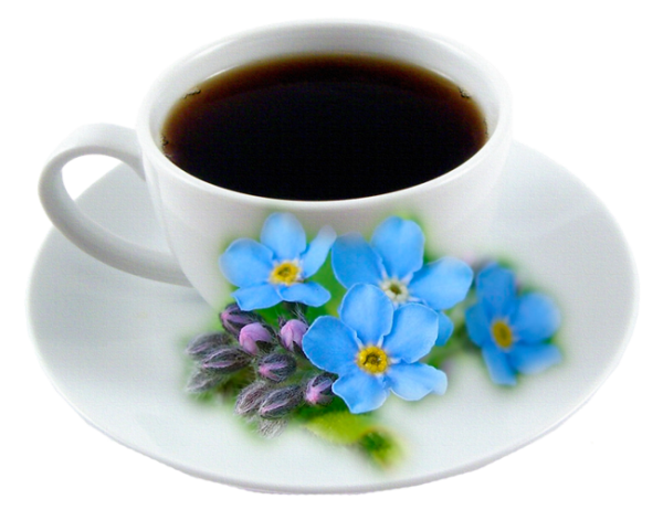 Кружка кофе и незабудки