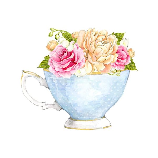 Цветы в чайнике акварель