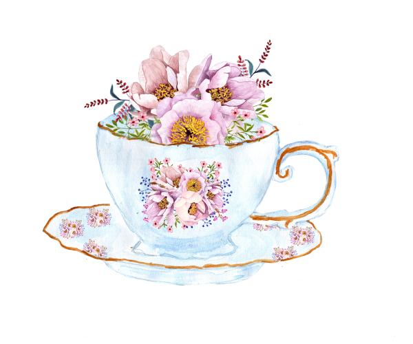 Кружка с цветами акварель