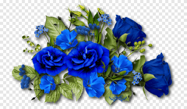 Голубые цветы на прозрачном фоне