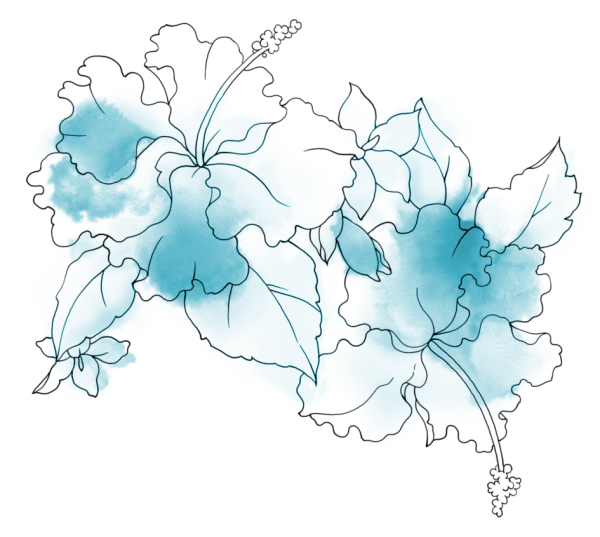 Голубые цветы нарисованные