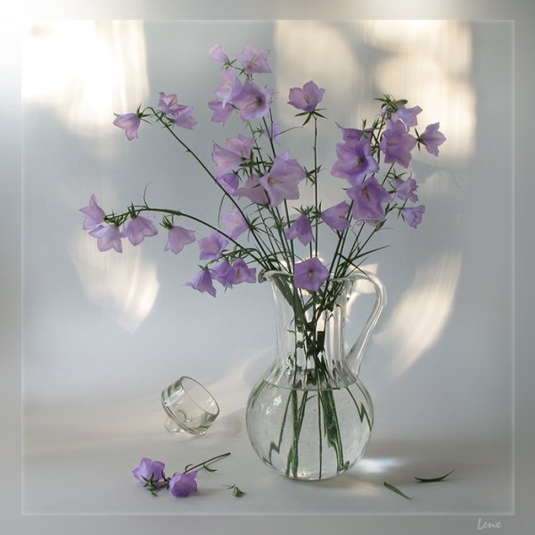 Цветы в прозрачной вазе