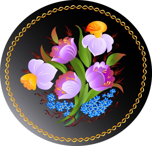 Жостовские цветы вектор