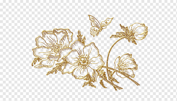 Золотистые цветы на прозрачном фоне