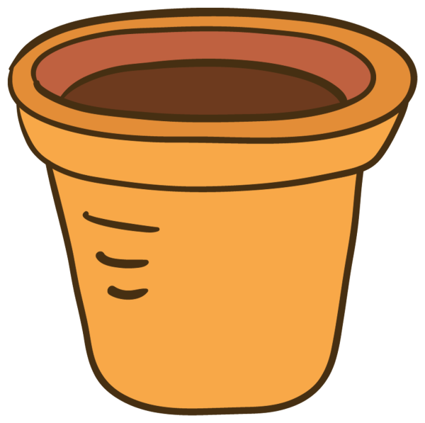 Горшок с цветами мультяшный