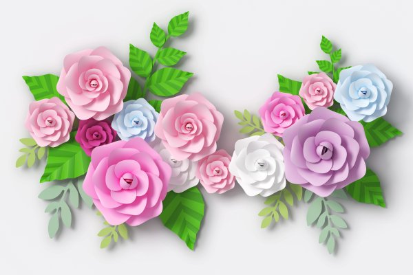 Объемные цветы на прозрачном фоне