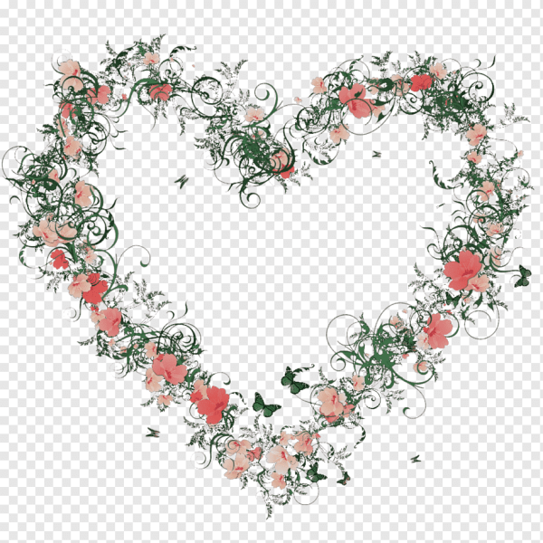 Сердечко из цветов на прозрачном фоне