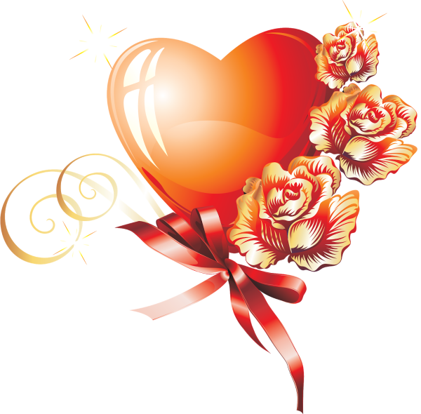 Сердечки и цветочки на прозрачном фоне