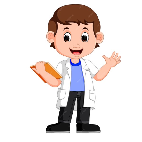 Маленький ученый на прозрачном фоне