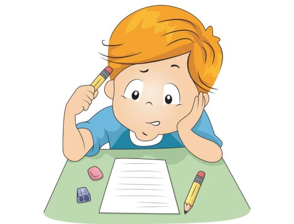 Ребенок делает уроки на прозрачном фоне