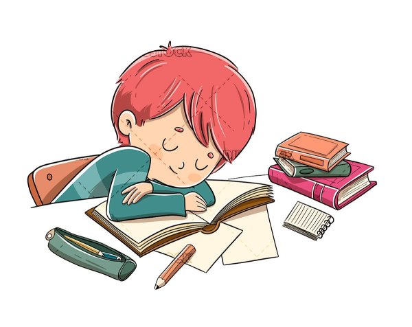 Уставший ученик вектор