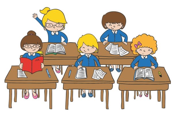Ученики за партой мультяшные