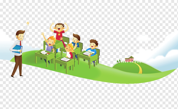 Учитель и дети на прозрачном фоне