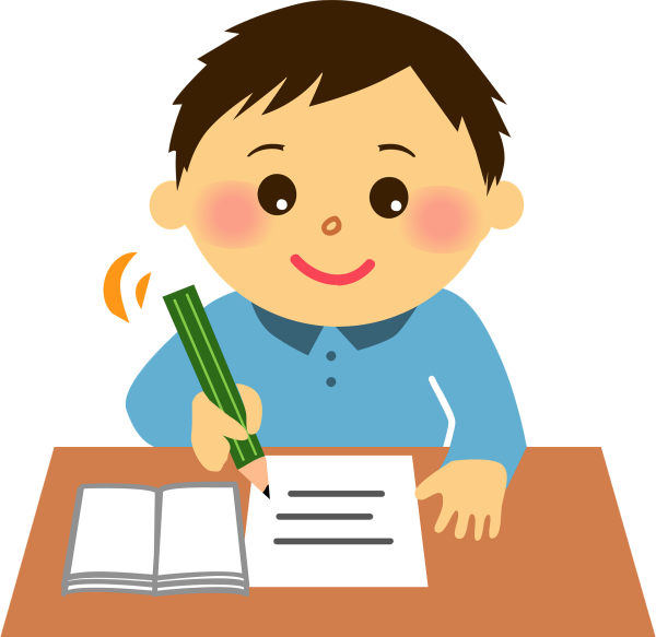 Ученик пишет в тетради