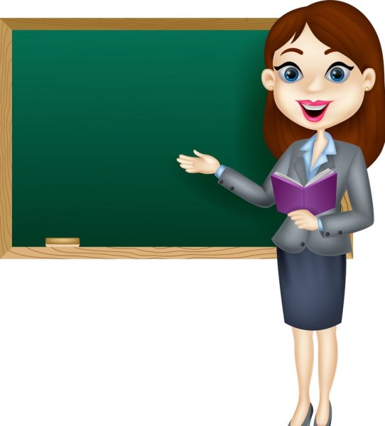 Учитель у доски на прозрачном фоне