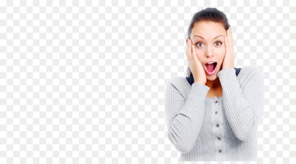 Девушка удивление белый фон