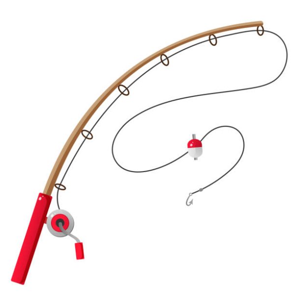 Картина удочка на белом фоне